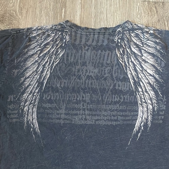 Affliction vintage distressed Men's Dark Gray Winged Graphic Tee size 3xl - Picture 6 of 7